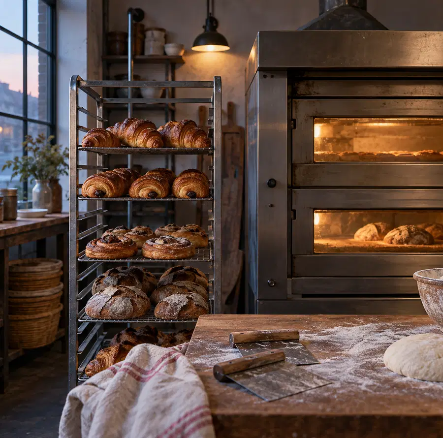Illustration of bakeries equipment and workspace